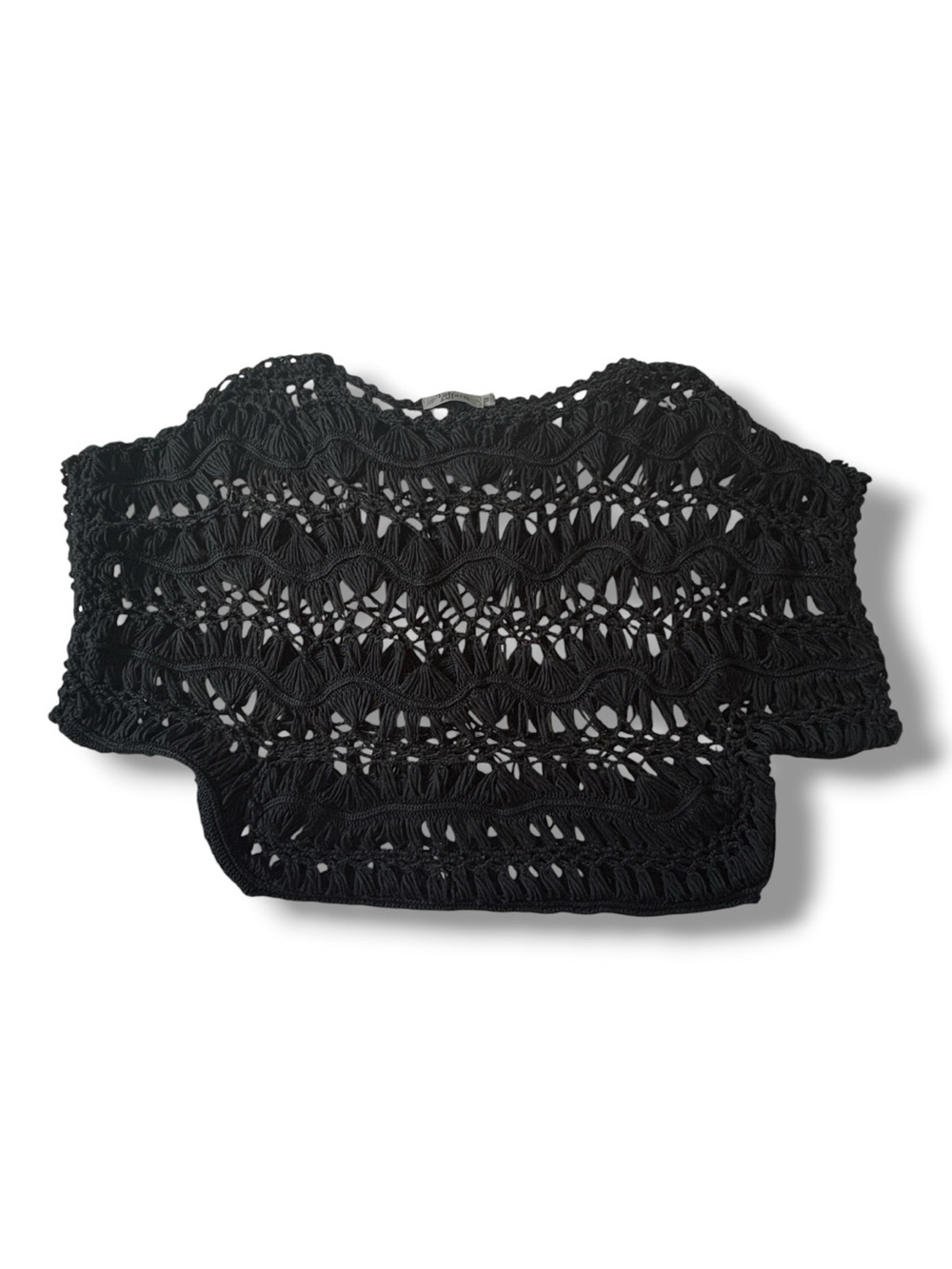 L’AFFAIRE Intricately Crocheted Black Top